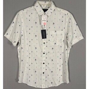 NWT Mizzen Main Leeward Shirt Mens M White Saillboat AOP Performance